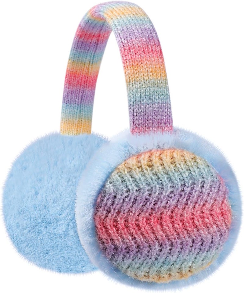 BUTITNOW Winter Knit EarMuffs for Kids Warm Furry Girls Ear Muffs Plush Toddler Ear Warmers Outdoor Ear Covers - Image 1